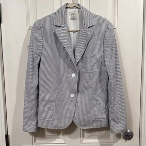 Brooks Brothers 346 Women's Navy & White Striped Seersucker Blazer